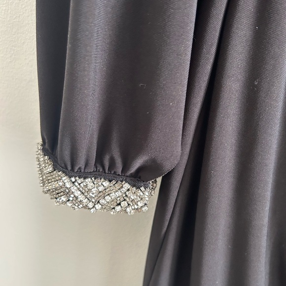 Lauren Ralph Lauren Black Beaded Cuff Draped Dress Size 14 NWT - Picture 3 of 7